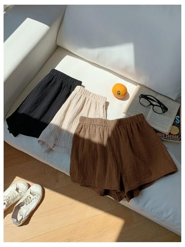 Women's 3 Pack Linen Shorts Summer Lounge Sleep Pajama Boxer Shorts