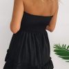 Tube Top Dress for Women Summer Solid Strapless Mini Dresses, Off The Shoudle Ruffle Beach Dress