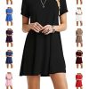 Women's Casual Plain Simple Loose Flowy Short-Sleeve T-Shirt Dress