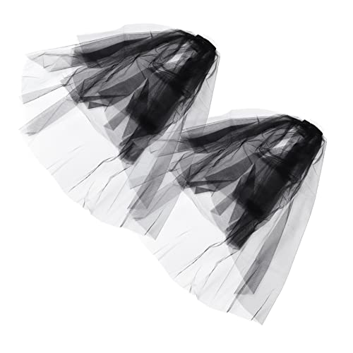 2pcs Double Layer Cover Hijabs with Hair Comb Elegant Short Veils for Women Environmental Friendly Material for Parties and