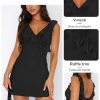 Women's Sexy V Neck Sleeveless Backless Ruffles Dress for Women Elegant Mesh Party Fitted Cocktail Mini Dresses