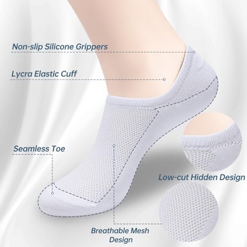 8 Pairs No Show Socks Womens and Mens Low Cut Ankle Short Non Slip Athletic Running Casual Invisible Liner Socks