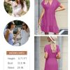 Womens Summer Dresses 2025 Short Sleeve V Neck Empire Waist Drawstring Casual Ruffle A-Line Swing Mini Babydoll Dress