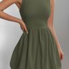 Summer Dresses for Women 2025 Casual Sleeveless Tank Mini Short Dress Crew Neck Bubble Sundress with Pockets