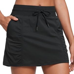 Lightweight High Waisted Skirts for Women Golf Casual Athletic Drawstring Skort with Side Pockets