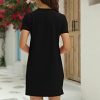 Women T Shirt Dress Summer Fashion Mini Dress Crew Neck Short Sleeve Dress Solid Color Casual Dress with Pocket
