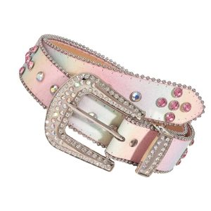 Colorful Rhinestones Belt for Women Girl Sequined Pants Belt Bead Trim Belts for Shorts Dress Fashion Waist Accessories