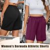 3 Pack Women's Athletic Drawstring Shorts Bermuda Long Sweat Short High Waist 9 Inch Loose Casual Pants with Pockets