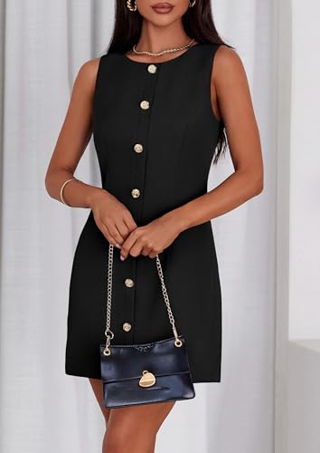 Work Dresses for Women 2025 Summer Business Formal Short Dress Sleeveless Button Down Elegant Office Outfits