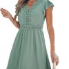 Summer Dress for Women Casual Spring V Neck Lace Appliques Cap Sleeves Hollow Out Beach Mini Dress