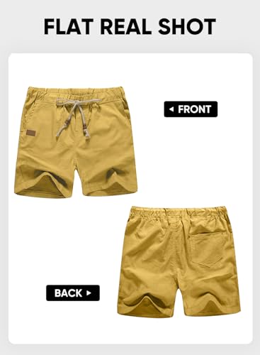 Mens Casual 5"/ 7" Cotton Linen Shorts - Elastic Waist Drawstring Summer Beach Shorts with Pockets