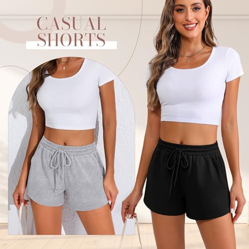 4 Pack Womens Sweat Shorts Casual Lounge Comfy Drawstring High Waist Summer Athletic Shorts with Pocket 2025