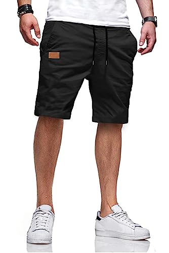 Mens Casual Shorts - Cotton Drawstring Summer Beach Stretch Twill Chino Golf Shorts
