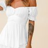 Womens Summer Tube Top Dress Off-Shoulder Ruffled Flowy Mini Short Dresses