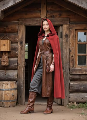 Renaissance Hooded Cloak Halloween Medieval Costume Cosplay Short Cape for Men and Women