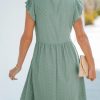 Summer Dress for Women Casual Spring V Neck Lace Appliques Cap Sleeves Hollow Out Beach Mini Dress