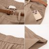 Women Bermuda Shorts Elastic Waist Wide Leg Shorts with Pockets & Belts
