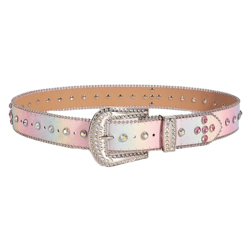 Colorful Rhinestones Belt for Women Girl Sequined Pants Belt Bead Trim Belts for Shorts Dress Fashion Waist Accessories