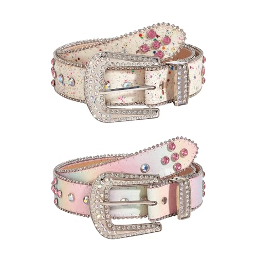 Colorful Rhinestones Belt for Women Girl Sequined Pants Belt Bead Trim Belts for Shorts Dress Fashion Waist Accessories