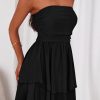 Women's 2025 Summer Strapless Tube Mini Dress Off Shoulder Smocked Ruffle A Line Flowy Short Party Club Dresses