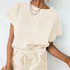 Womens Loungewear Set Short Sleeve Tops and Shorts 2 Piece Outfits Matching Lounge Pajama Set with Pockets