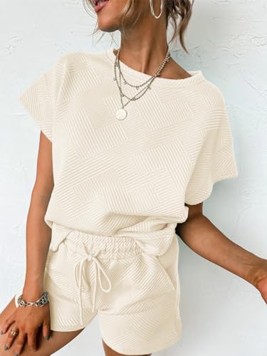 Womens Loungewear Set Short Sleeve Tops and Shorts 2 Piece Outfits Matching Lounge Pajama Set with Pockets