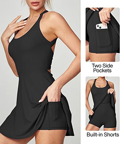 Tennis Dress with Built in Shorts and Bra Athletic Dress for Women Summer Cut Out Twisted Golf Workout Dress