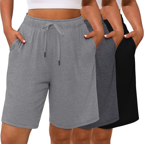 3 Pack Plus Size Bermuda Shorts for Women Comfy Loose Casual Drawstring Sweat Pants with Pockets XL-5XL
