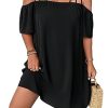 Women's Plus Size Dresses Off Shoulder Short Sleeve Short Dresses Causal Loose Tunic Summer Dress