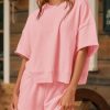 Womens 2 Piece Outfits Casual Oversized Cropped Sweatshirt and High Waist Running Shorts Tracksuit Sets