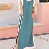 Women's 2 Piece Sets Boho Color Block Sleeveless Maxi Dress Matching Shorts with Pockets