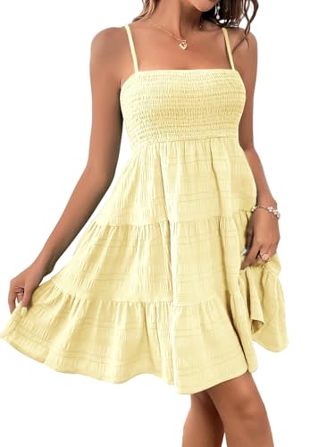 Women's Sundress Smock Cami Mini Dress Sleeveless Swing A Line Short Dresses Casual Cute Summer Dresses
