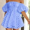 Women's Off The Shoulder Babydoll Dress Short Puff Sleeve Casual A Line Ruffle Summer Dresses