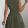Summer Dresses for Women 2025 Casual Sleeveless Tank Mini Short Dress Crew Neck Bubble Sundress with Pockets