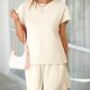 Womens Loungewear Set Short Sleeve Tops and Shorts 2 Piece Outfits Matching Lounge Pajama Set with Pockets