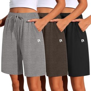 3 Pack Women's Quick Dry Shorts Women Drawstring High Waisted Bermuda Athletic Shorts with Pockets