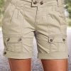 Women's Cargo Shorts Trendy Low Waist Summer Hiking Shorts with Flat Pocket