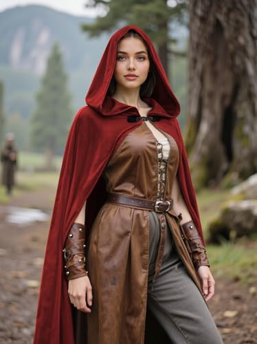 Renaissance Hooded Cloak Halloween Medieval Costume Cosplay Short Cape for Men and Women