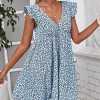 Women Boho Floral Summer Dresses Casual Backless V Neck Mini Dress Ruffle Beach Sundress