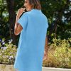 Women's Summer Dress 2025 Cotton Button Down Short Sleeve Tshirt Dresses Casual Flowy V Neck Loose Mini Beach Dress