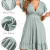 Womens Summer Dresses 2025 Floral Cap Sleeve Wrap V Neck Ruffle A-Line Sun Dress