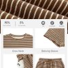 Womens 2 Piece Sets Summer Lounge Sets Striped Short Sleeve Oversized T Shirts Drawstring Shorts Matching Set