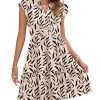 Women's Summer Ruffled Sleeve Dresses V Neck Empire Waist Mini Sundress with Pockets 2025 New