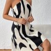 Women's Summer Dress Printed Halter Neck Mini Casual Pleated Sundress Party Date Outfit
