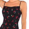 Women's Summer Floral Cherry Print A Line Short Cami Dress