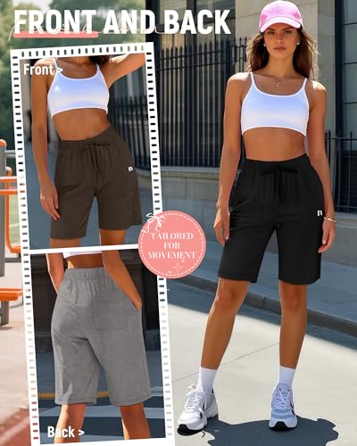 3 Pack Women's Quick Dry Shorts Women Drawstring High Waisted Bermuda Athletic Shorts with Pockets