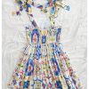 Women's Summer Floral Print Tie Shoulder Cami Dress Flare Hem Boho Mini Dress
