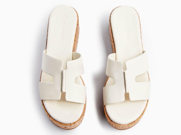 Women's Platform Wedge Sandals Open Toe Slip On Slides Cork Heeled Cutout Comfortable Summer Shoes