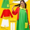 Halloween Costume Women Adult 6pcs Set Funny Cute Outfit Red Green Dress Costumes Plus Size Mexican Comedy Cosplay Party