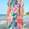 Womens Summer Dresses Beach Casual Loose Tshirt Floral Short Sleeve Flowy Pockets Sundresses